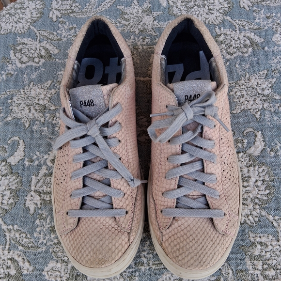 🪱 P448 John Prince Pink Python Snake Print Low Top Sneakers Sz.38/7.5 - Picture 3 of 16